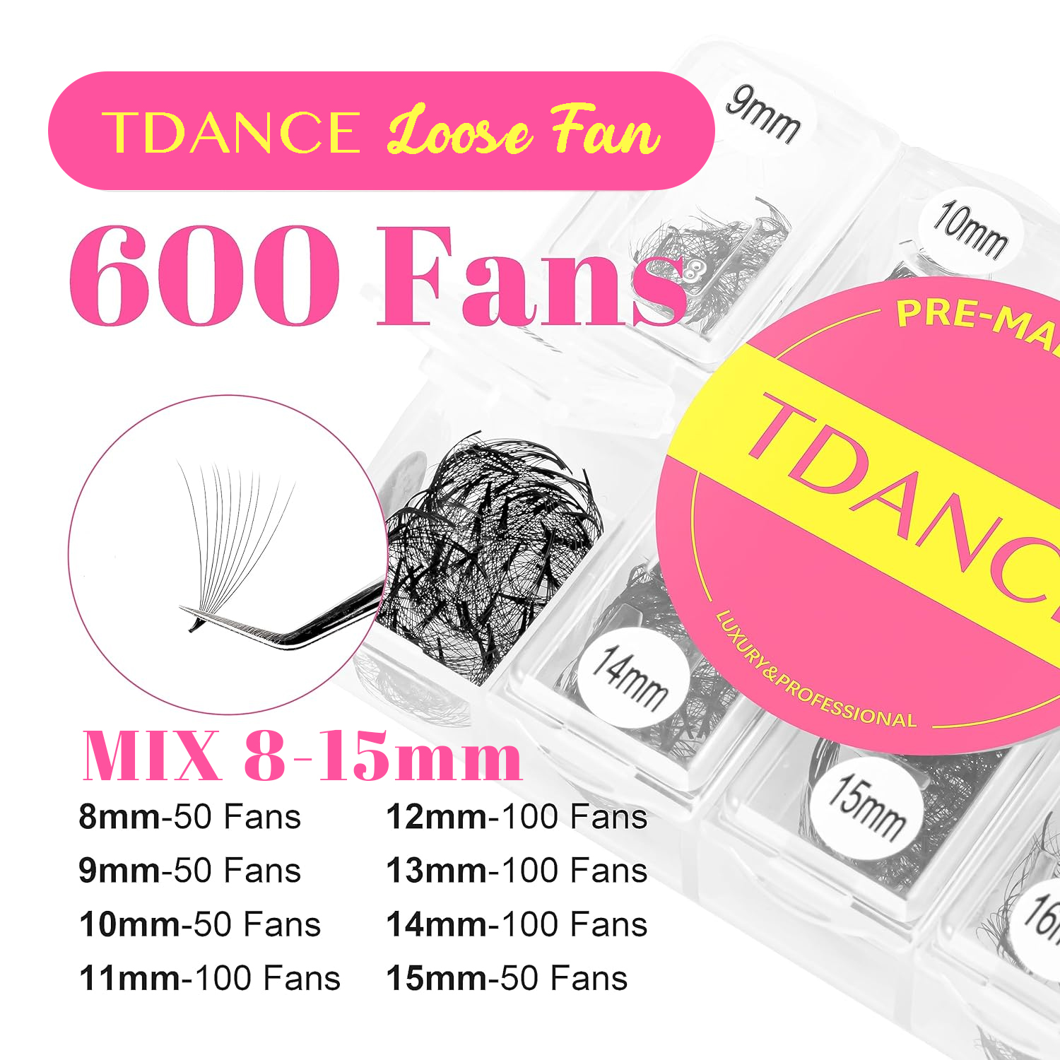 TDANCE 600 Fans Loose Fan Mixe - đánh giá và giá Eyelash Extension Medium