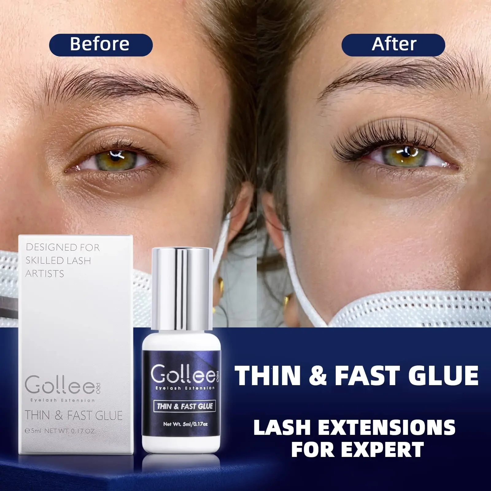 Gollee for Sensitive Eyes 5ml  - đánh giá và giá Sensitive Lash Glue