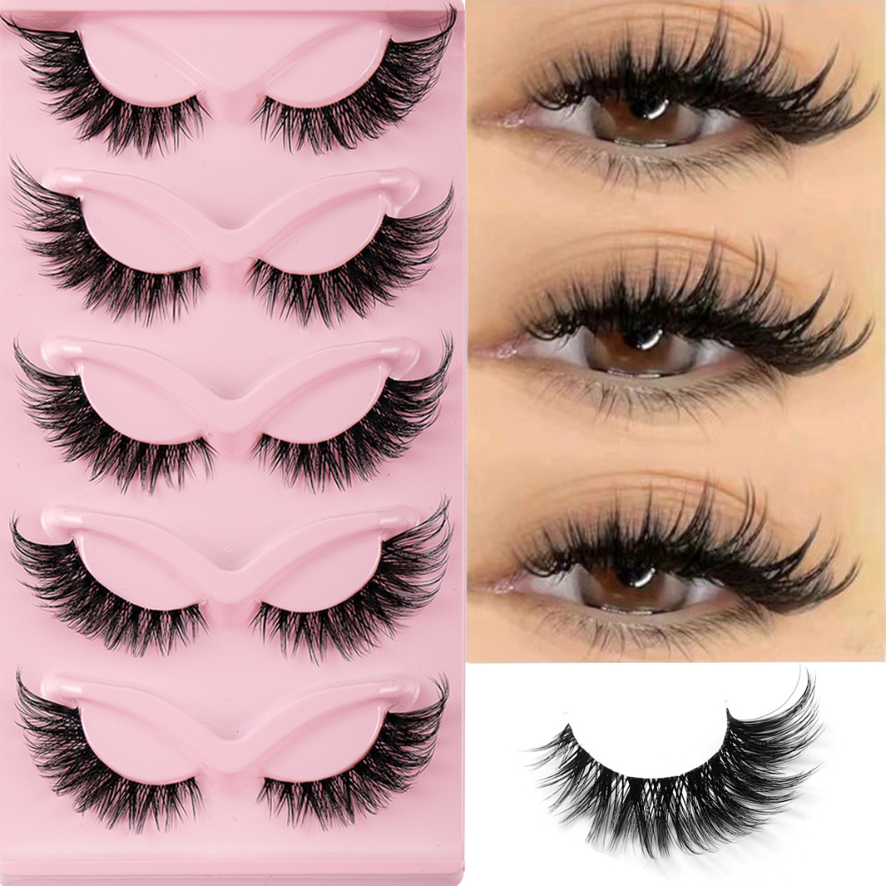 5 Pairs Cat Eye Lashes Faux Mi - đánh giá và giá Eyelash Extension Cat Eye