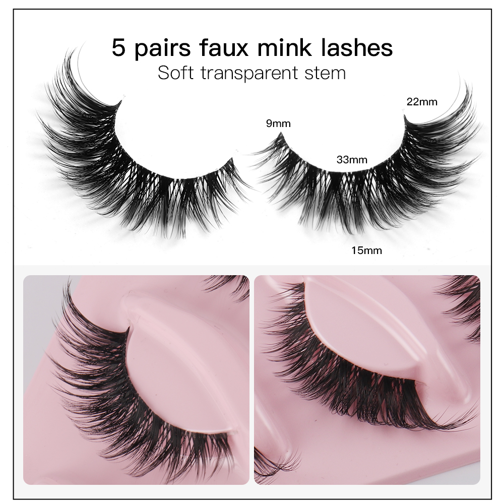 5 Pairs Cat Eye Lashes Faux Mi - đánh giá và giá Eyelash Extension Cat Eye