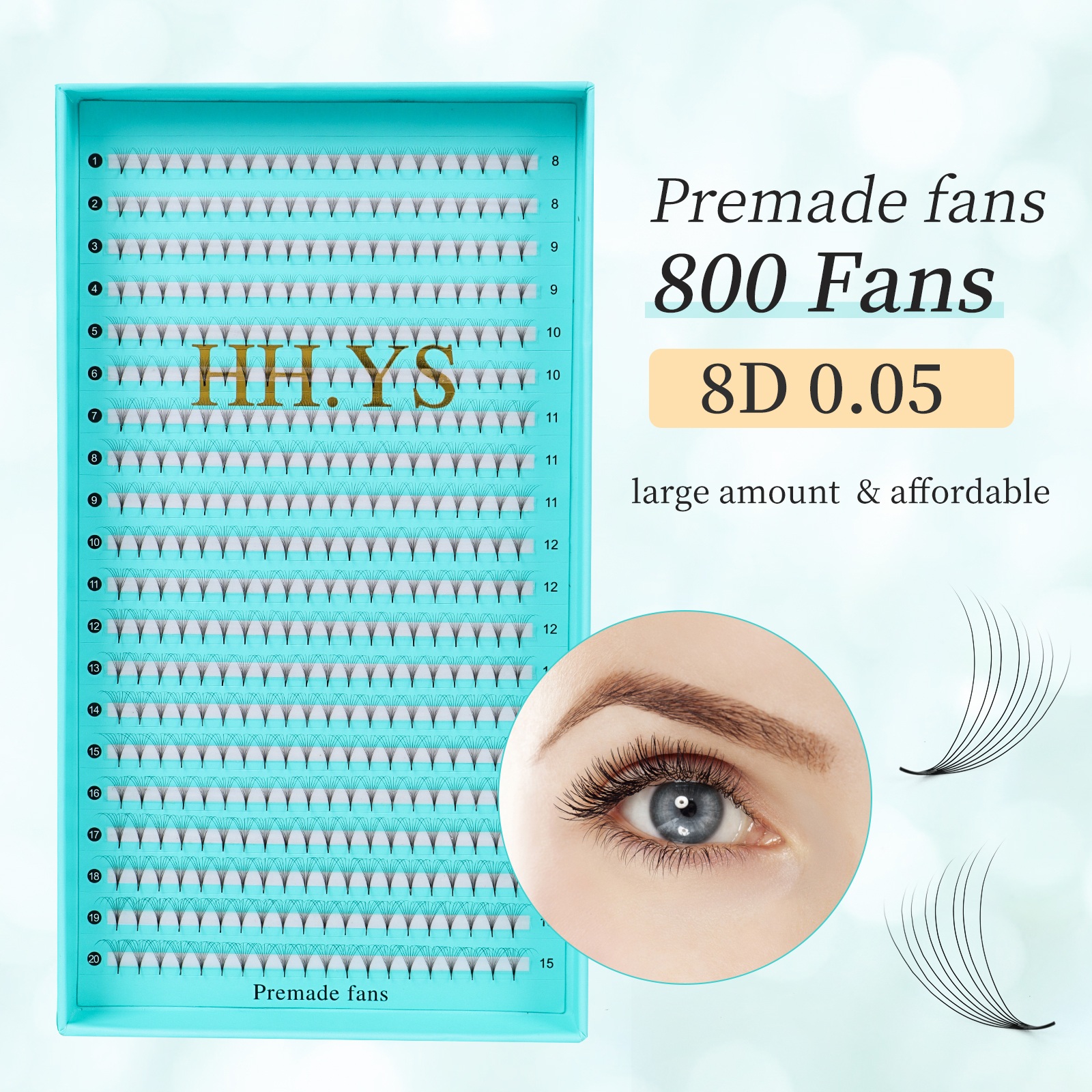 800 Fans 8D 0.05/0.07 Roots Sl - đánh giá và giá Eyelash Extension Medium
