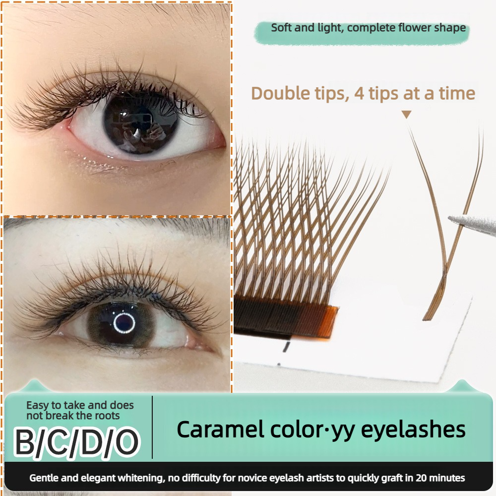 Brown YY Premade Fans Eyelash  - đánh giá và giá Eyelash Extension Hybrid