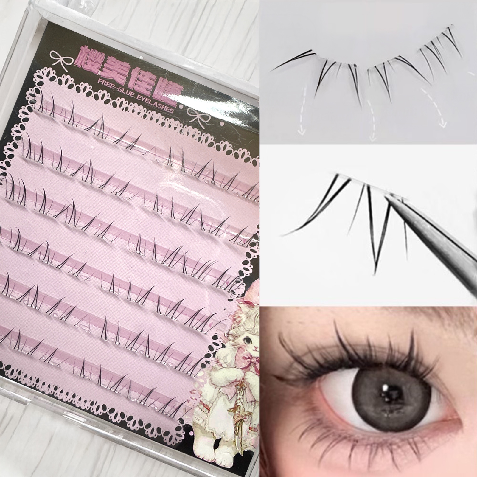 4-6mm No Glue False Eyelashes  - đánh giá và giá Eyelash Extension Korean Style