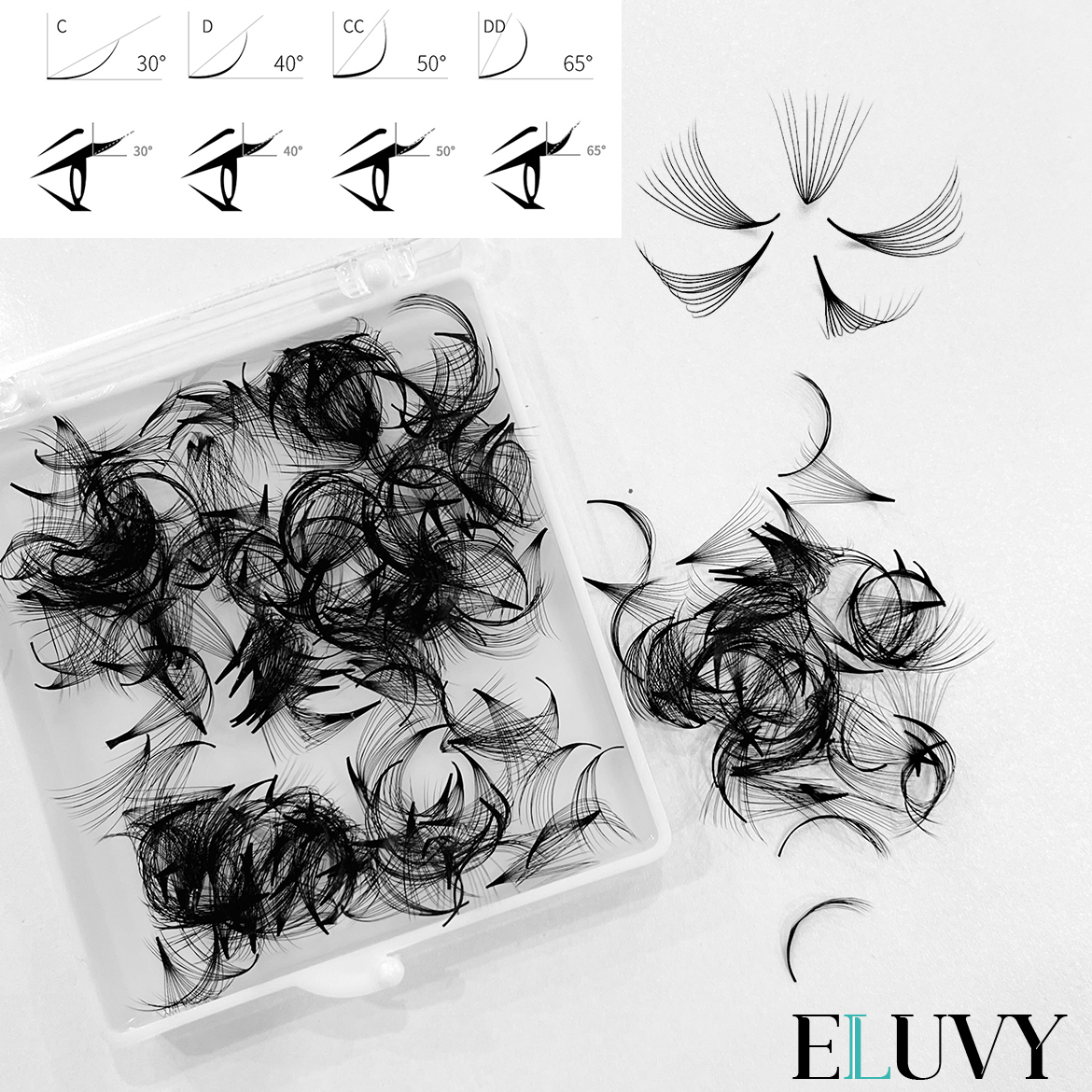 ELUVY 500 Fans Premade Medium  - đánh giá và giá Eyelash Extension Medium