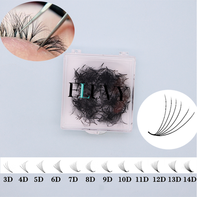 ELUVY 500 Fans Premade Medium  - đánh giá và giá Eyelash Extension Medium