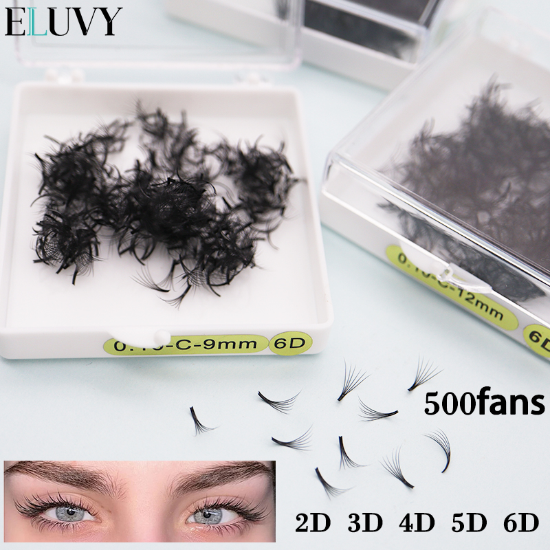ELUVY 500 Fans Premade Medium  - đánh giá và giá Eyelash Extension Medium