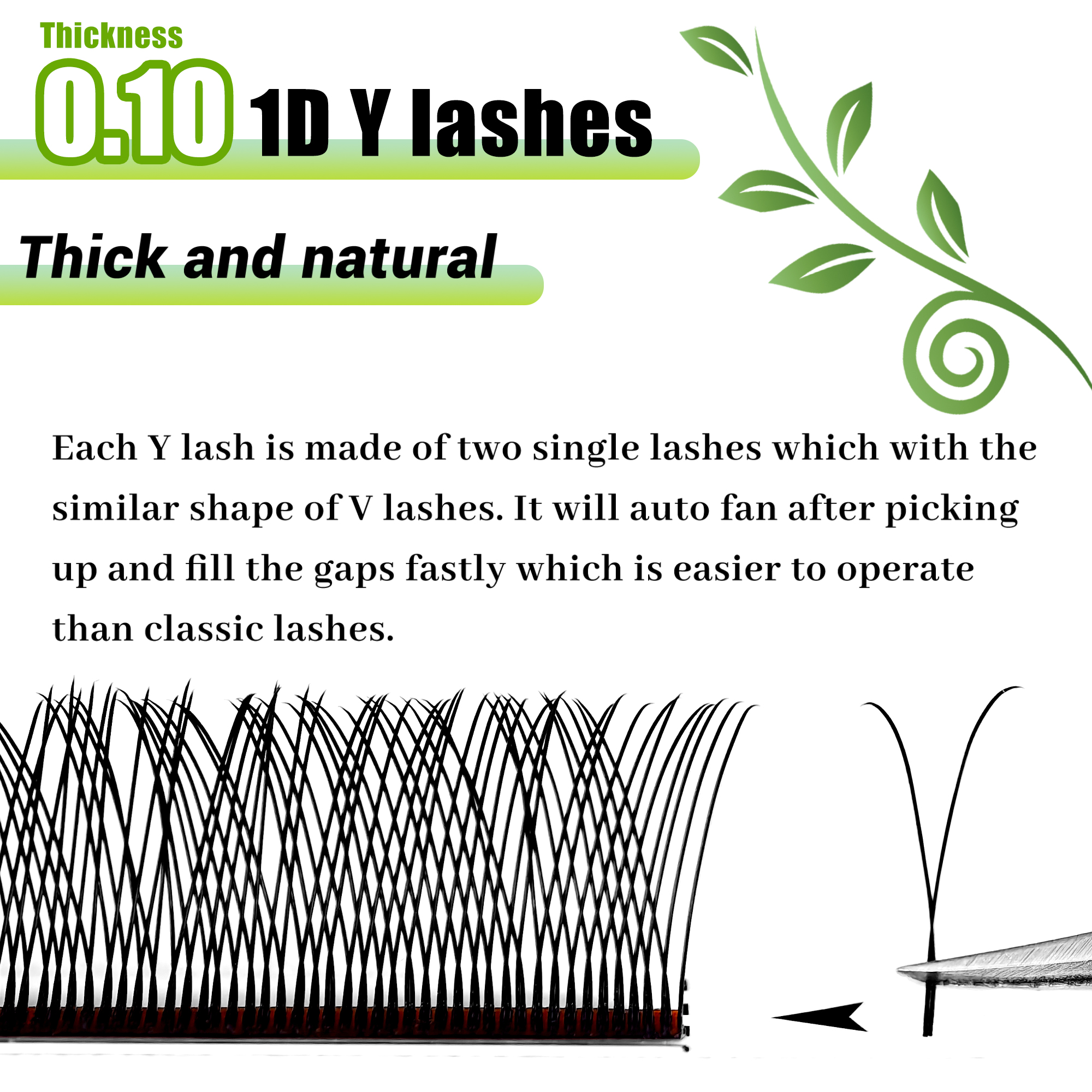 0.10 1D Y Lashes Premade Narro - đánh giá và giá Eyelash Extension Y Shape